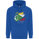 Torn Comoros Flag Comorian Day Football Childrens Kids Hoodie Royal Blue