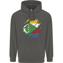 Torn Comoros Flag Comorian Day Football Childrens Kids Hoodie Storm Grey