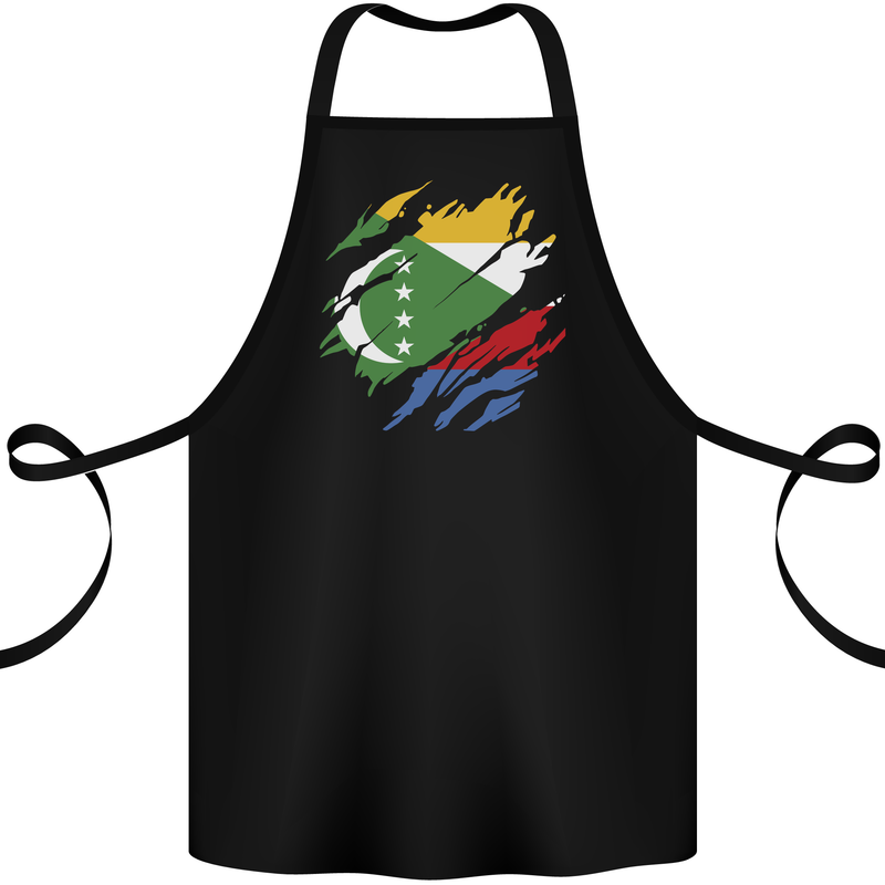 Torn Comoros Flag Comorian Day Football Cotton Apron 100% Organic Black