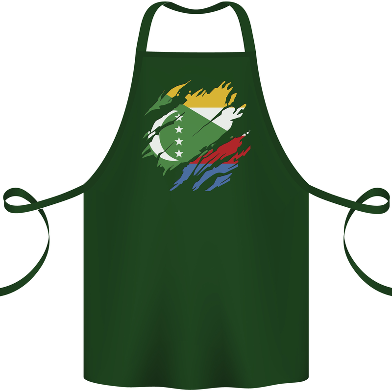 Torn Comoros Flag Comorian Day Football Cotton Apron 100% Organic Forest Green