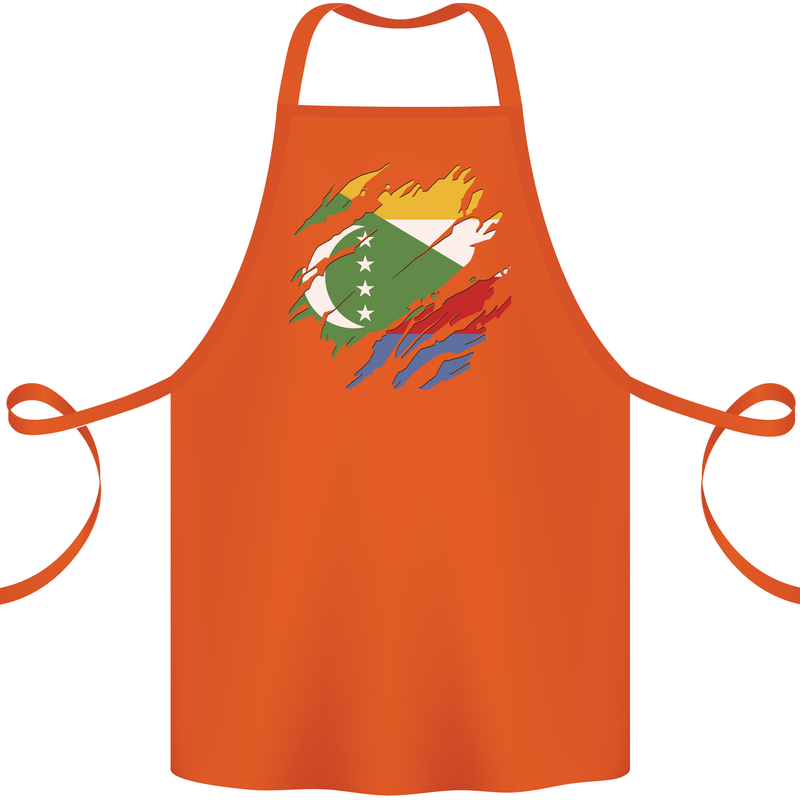 Torn Comoros Flag Comorian Day Football Cotton Apron 100% Organic Orange