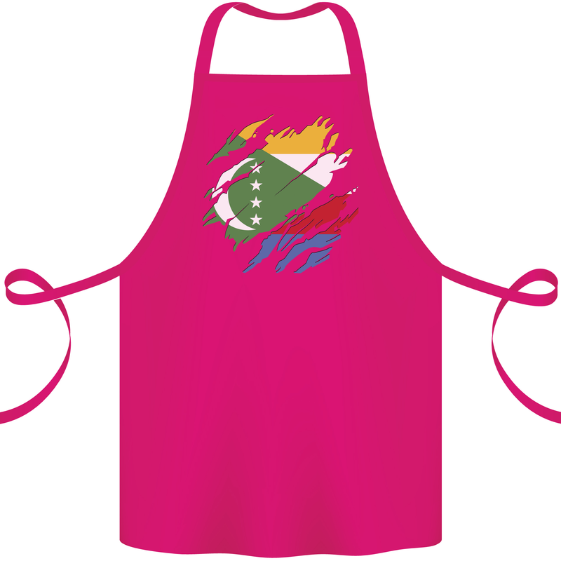 Torn Comoros Flag Comorian Day Football Cotton Apron 100% Organic Pink