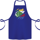 Torn Comoros Flag Comorian Day Football Cotton Apron 100% Organic Royal Blue