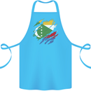 Torn Comoros Flag Comorian Day Football Cotton Apron 100% Organic Turquoise