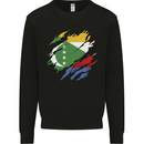 Torn Comoros Flag Comorian Day Football Kids Sweatshirt Jumper Black