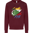 Torn Comoros Flag Comorian Day Football Kids Sweatshirt Jumper Maroon