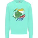 Torn Comoros Flag Comorian Day Football Kids Sweatshirt Jumper Peppermint