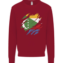Torn Comoros Flag Comorian Day Football Kids Sweatshirt Jumper Red