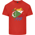 Torn Comoros Flag Comorian Day Football Kids T-Shirt Childrens Red