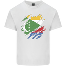 Torn Comoros Flag Comorian Day Football Kids T-Shirt Childrens White