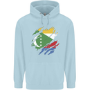 Torn Comoros Flag Comorian Day Football Mens 80% Cotton Hoodie Light Blue