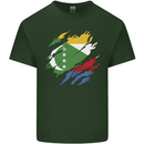 Torn Comoros Flag Comorian Day Football Mens Cotton T-Shirt Tee Top Forest Green
