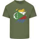 Torn Comoros Flag Comorian Day Football Mens Cotton T-Shirt Tee Top Military Green
