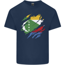 Torn Comoros Flag Comorian Day Football Mens Cotton T-Shirt Tee Top Navy Blue
