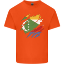 Torn Comoros Flag Comorian Day Football Mens Cotton T-Shirt Tee Top Orange