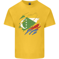 Torn Comoros Flag Comorian Day Football Mens Cotton T-Shirt Tee Top Yellow