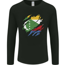 Torn Comoros Flag Comorian Day Football Mens Long Sleeve T-Shirt Black
