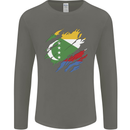 Torn Comoros Flag Comorian Day Football Mens Long Sleeve T-Shirt Charcoal