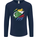 Torn Comoros Flag Comorian Day Football Mens Long Sleeve T-Shirt Navy Blue