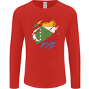 Torn Comoros Flag Comorian Day Football Mens Long Sleeve T-Shirt Red