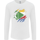 Torn Comoros Flag Comorian Day Football Mens Long Sleeve T-Shirt White