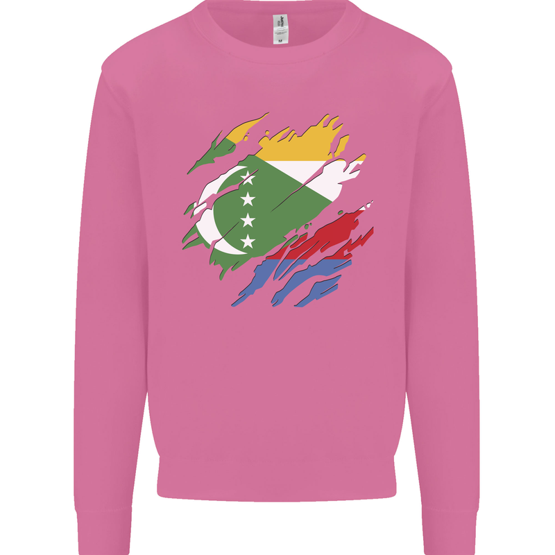 Torn Comoros Flag Comorian Day Football Mens Sweatshirt Jumper Azalea