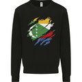 Torn Comoros Flag Comorian Day Football Mens Sweatshirt Jumper Black