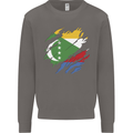 Torn Comoros Flag Comorian Day Football Mens Sweatshirt Jumper Charcoal