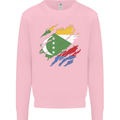 Torn Comoros Flag Comorian Day Football Mens Sweatshirt Jumper Light Pink