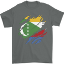 Torn Comoros Flag Comorian Day Football Mens T-Shirt 100% Cotton Charcoal
