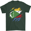 Torn Comoros Flag Comorian Day Football Mens T-Shirt 100% Cotton Forest Green