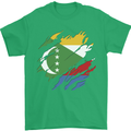 Torn Comoros Flag Comorian Day Football Mens T-Shirt 100% Cotton Irish Green