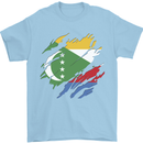 Torn Comoros Flag Comorian Day Football Mens T-Shirt 100% Cotton Light Blue