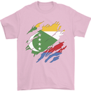 Torn Comoros Flag Comorian Day Football Mens T-Shirt 100% Cotton Light Pink