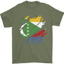Torn Comoros Flag Comorian Day Football Mens T-Shirt 100% Cotton Military Green