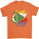 Torn Comoros Flag Comorian Day Football Mens T-Shirt 100% Cotton Orange