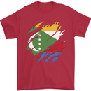 Torn Comoros Flag Comorian Day Football Mens T-Shirt 100% Cotton Red