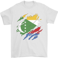 Torn Comoros Flag Comorian Day Football Mens T-Shirt 100% Cotton White