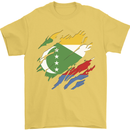 Torn Comoros Flag Comorian Day Football Mens T-Shirt 100% Cotton Yellow