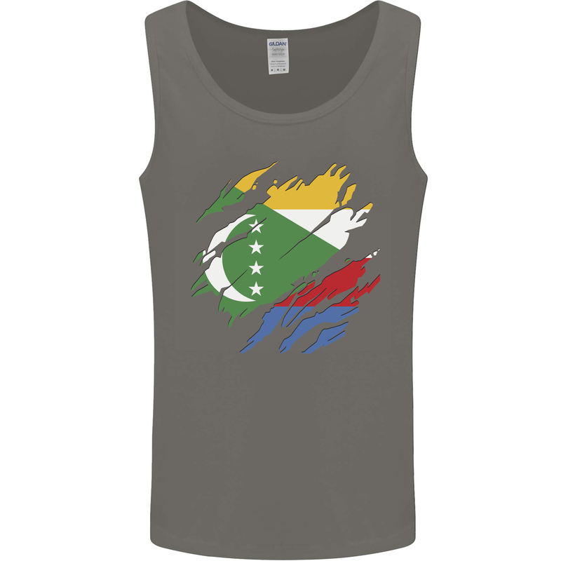 Torn Comoros Flag Comorian Day Football Mens Vest Tank Top Charcoal