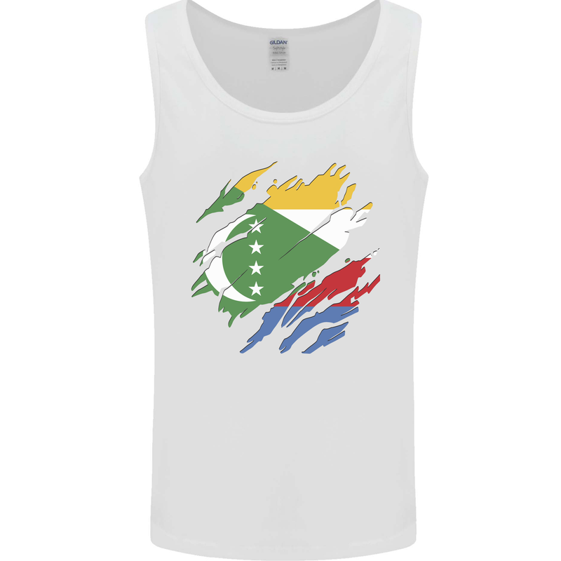 Torn Comoros Flag Comorian Day Football Mens Vest Tank Top White