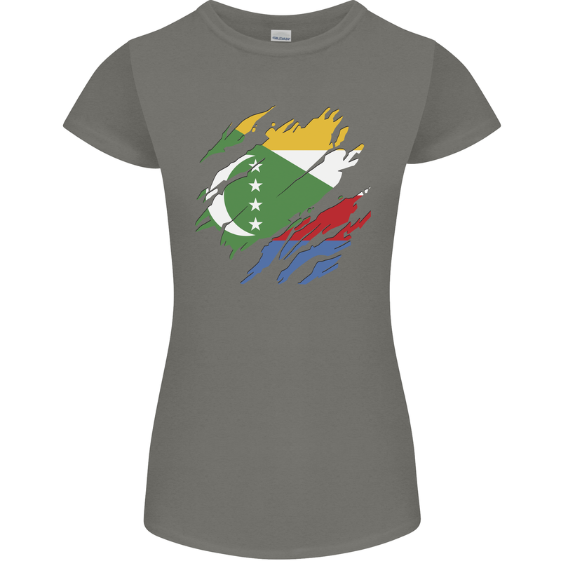 Torn Comoros Flag Comorian Day Football Womens Petite Cut T-Shirt