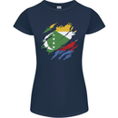 Torn Comoros Flag Comorian Day Football Womens Petite Cut T-Shirt