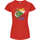 Torn Comoros Flag Comorian Day Football Womens Petite Cut T-Shirt