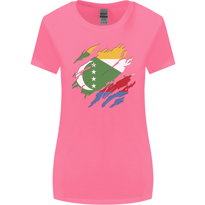 Torn Comoros Flag Comorian Day Football Womens Wider Cut T-Shirt Azalea