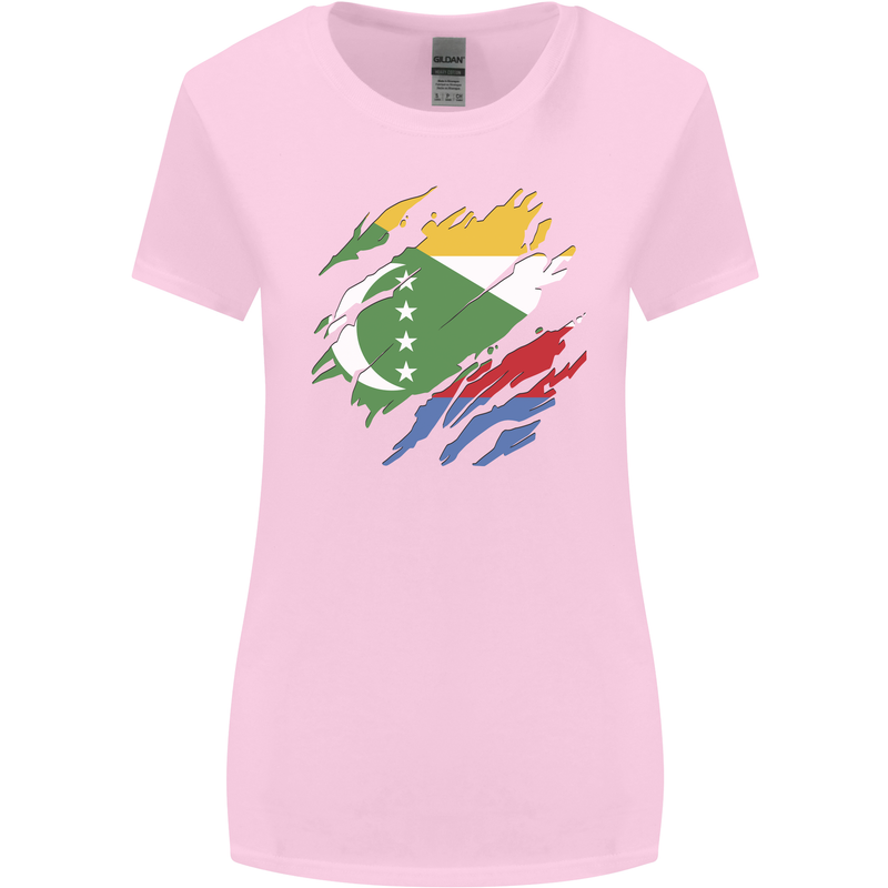 Torn Comoros Flag Comorian Day Football Womens Wider Cut T-Shirt Light Pink