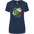 Torn Comoros Flag Comorian Day Football Womens Wider Cut T-Shirt Navy Blue