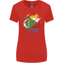 Torn Comoros Flag Comorian Day Football Womens Wider Cut T-Shirt Red