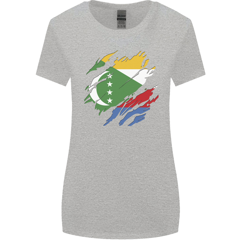 Torn Comoros Flag Comorian Day Football Womens Wider Cut T-Shirt Sports Grey