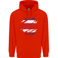 Torn Costa Rica Flag Rican Day Football Childrens Kids Hoodie Bright Red
